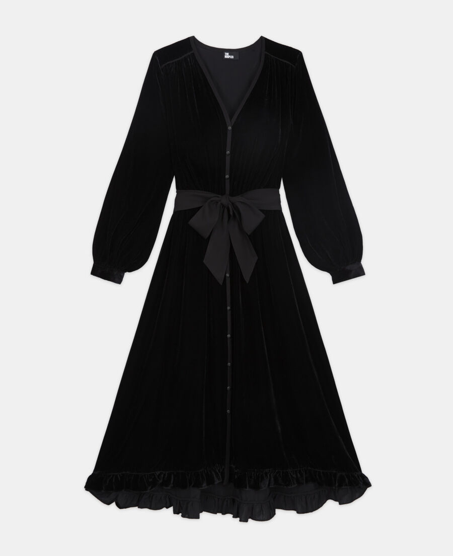 Long black velvet dress The Kooples US