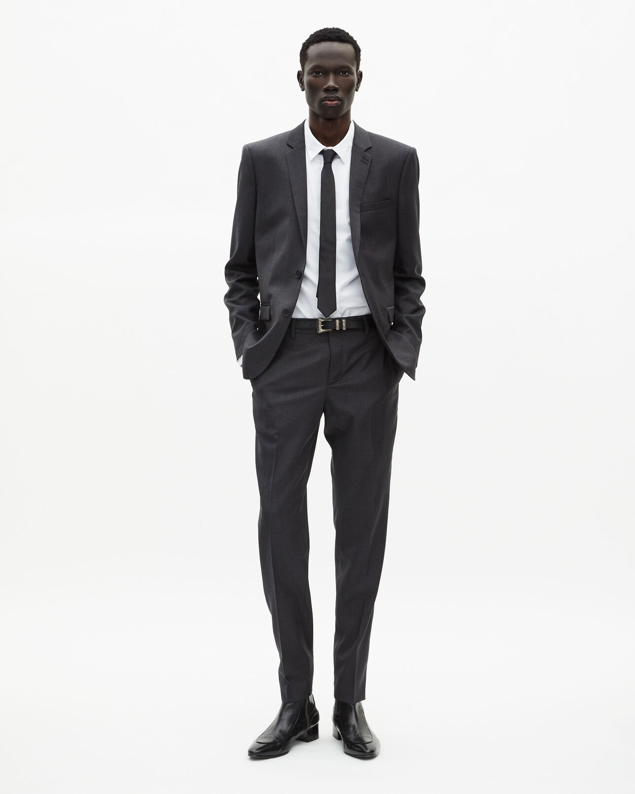 The Kooples HOMBRE GREY chaqueta de traje de lana negra de corte entallado