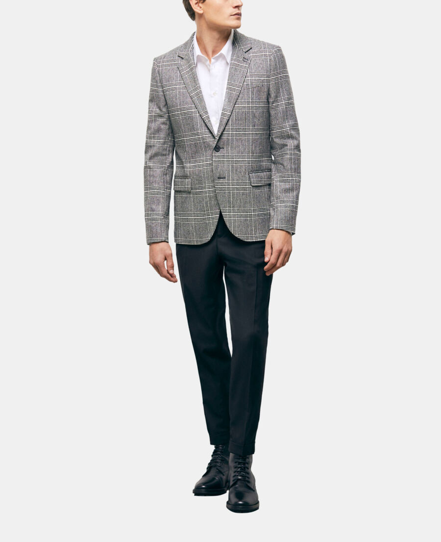 wool suit jacket with check motif