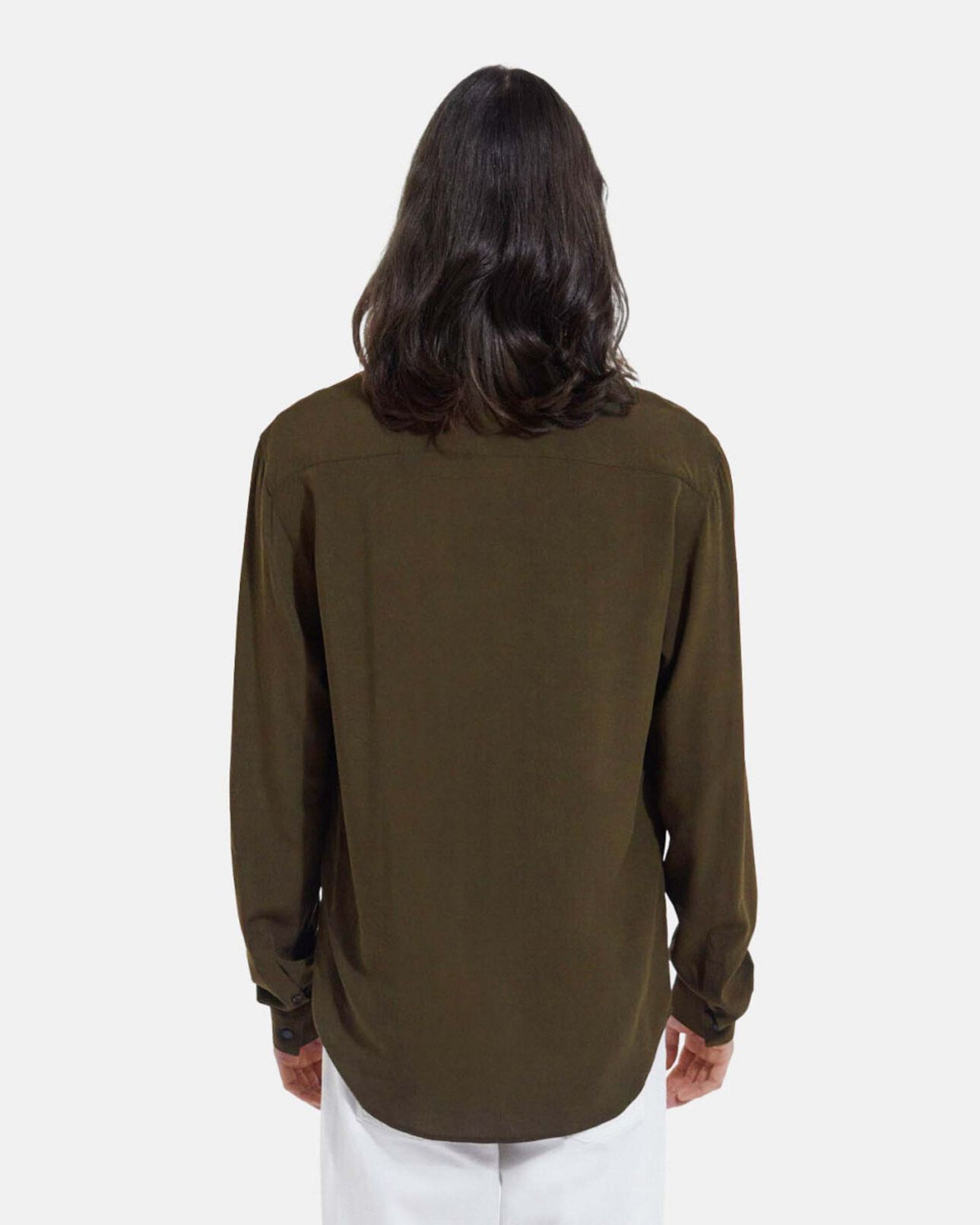 The Kooples H KAKI flowing khaki classic collar shirt