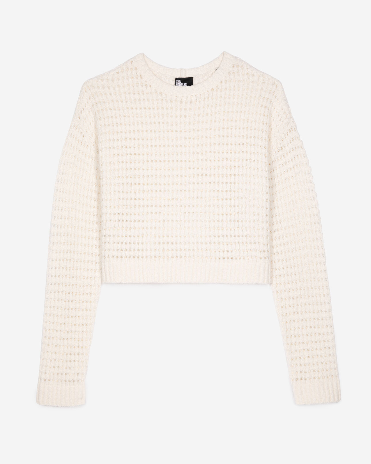 The Kooples DAMEN ECRU kurzer pullover mit lochmuster aus ecrufarbenem baumwollgemisch