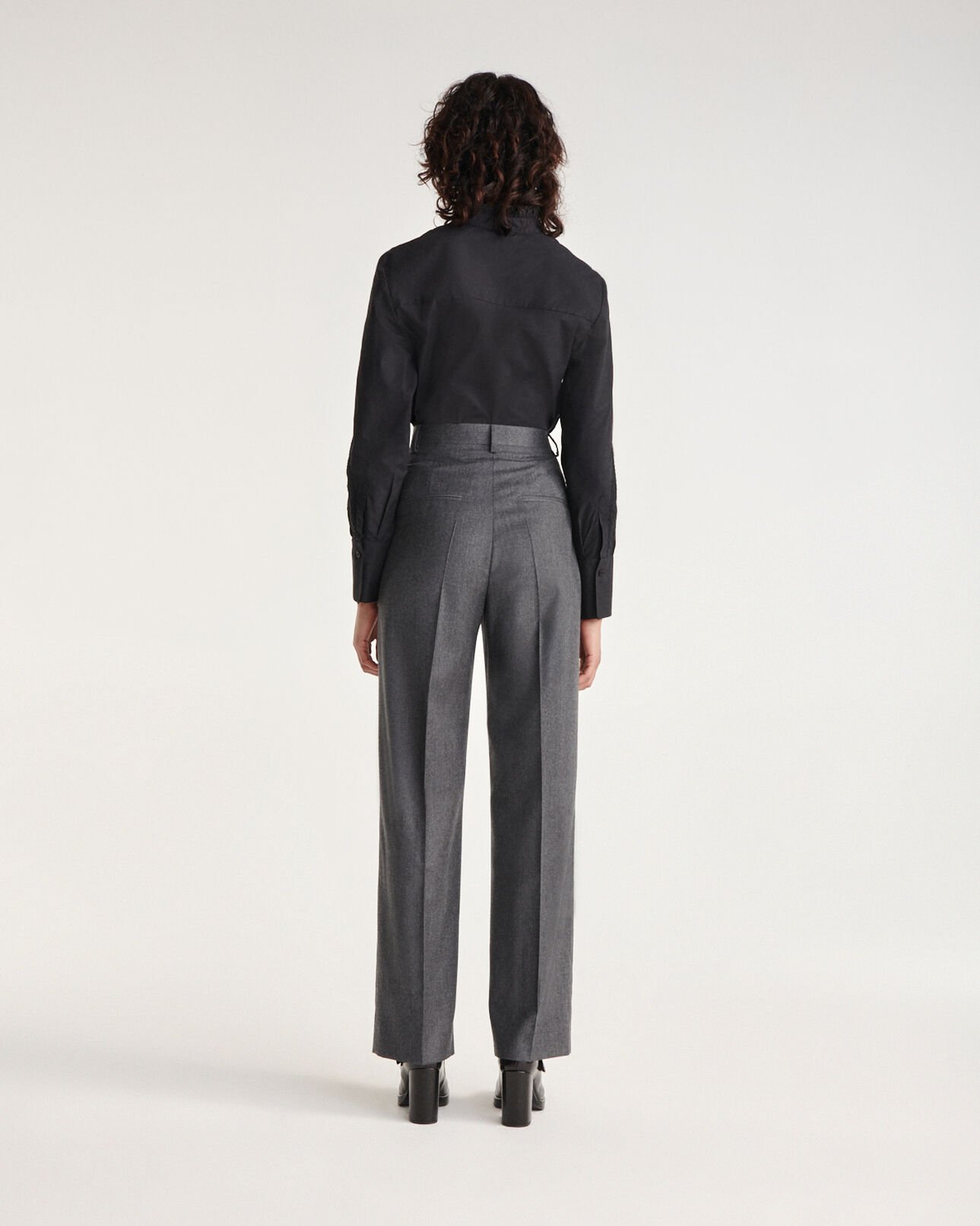 The Kooples MUJER BLACK camisa negra algodón bordada manga