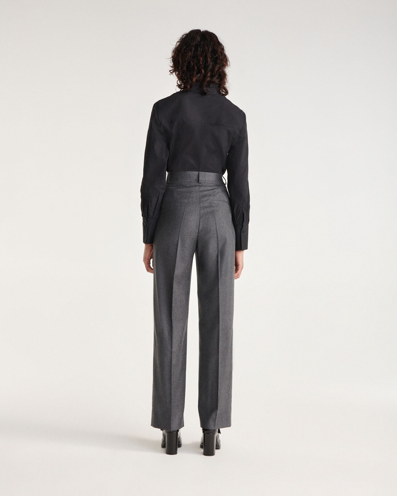 The Kooples MUJER BLACK camisa negra algodón bordada manga