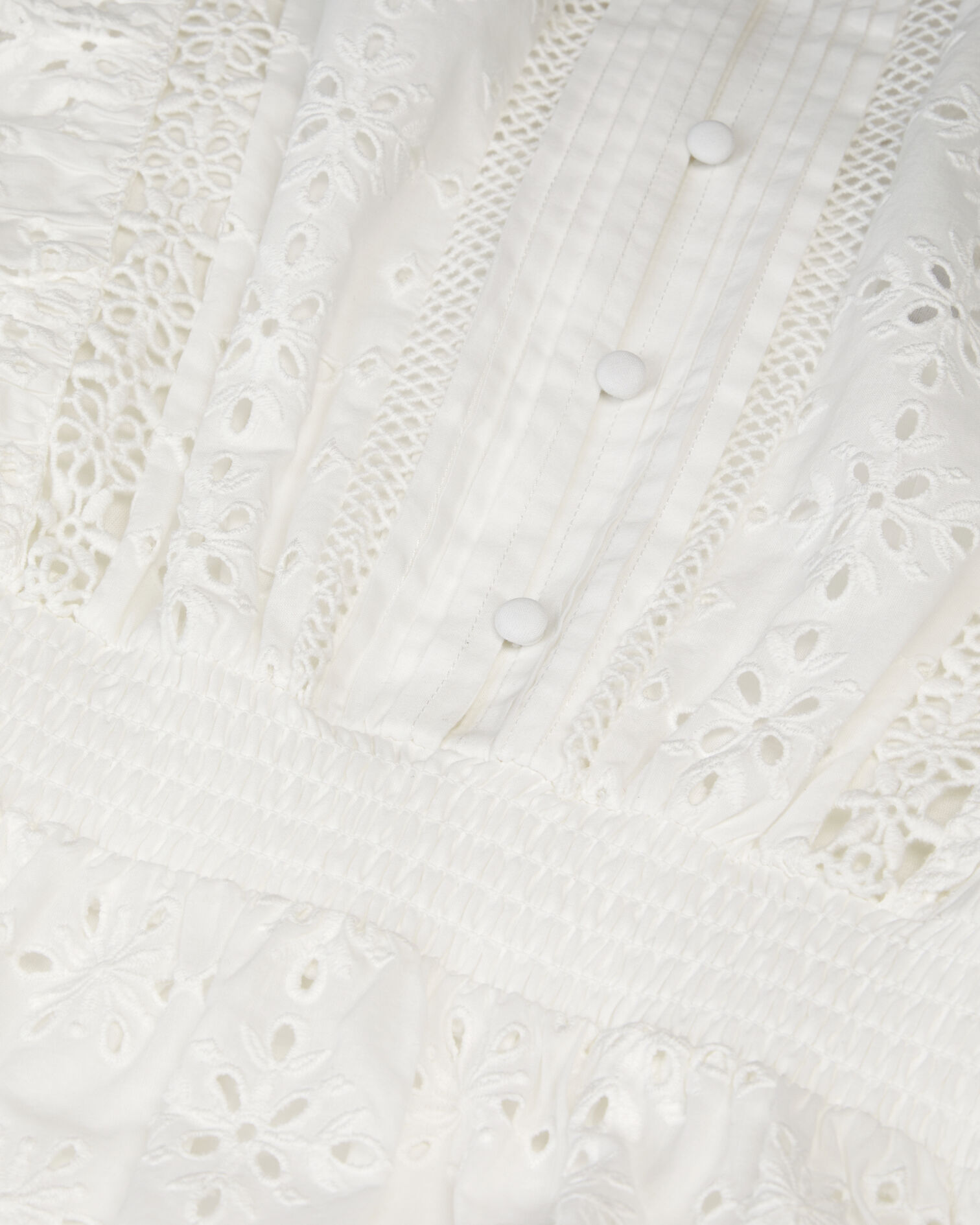 Short white dress in English embroidery, WHITE, hi-res image number null