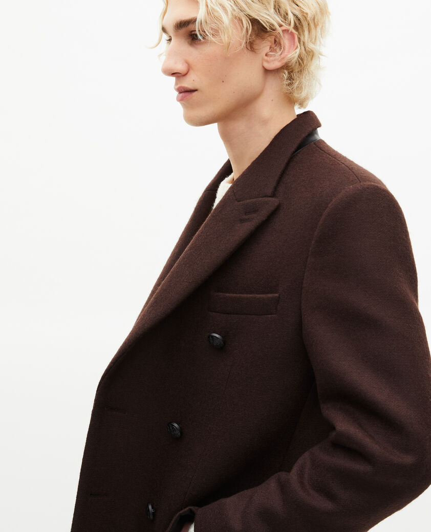 The Kooples HERREN CHOCOLATE langer brauner wollmantel