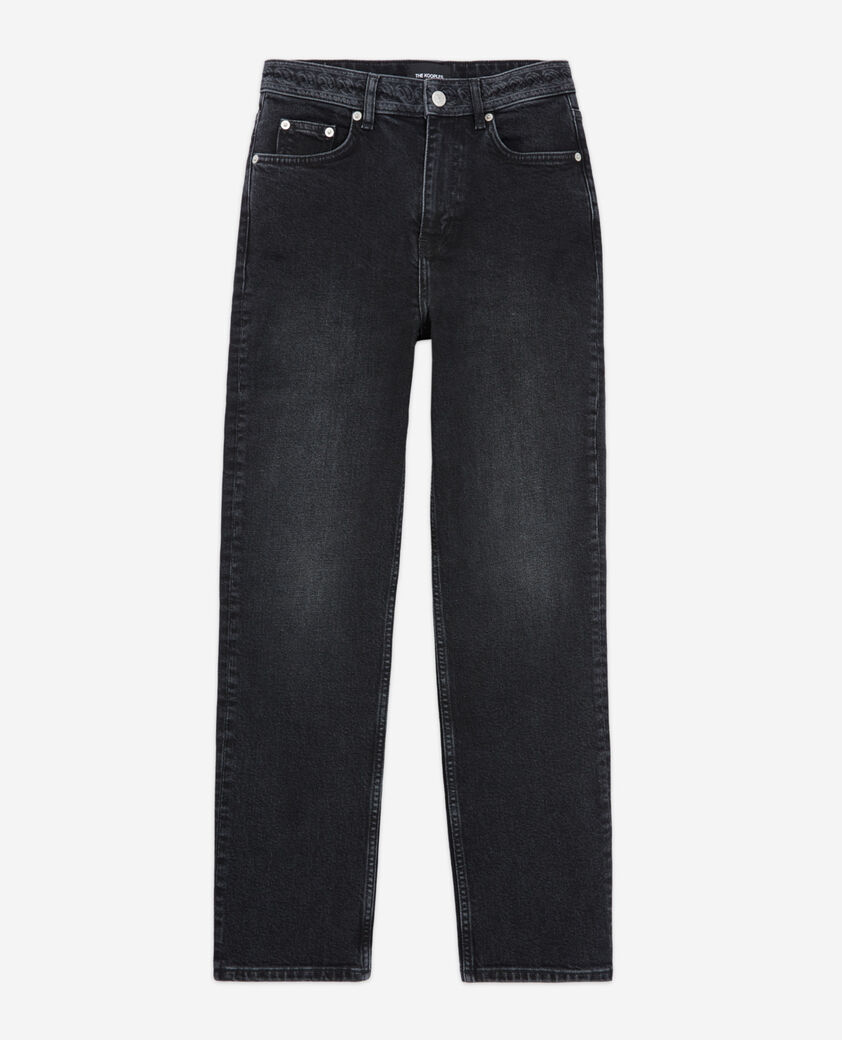 The Kooples WOMEN BLACK WASHED cropped straight jeans