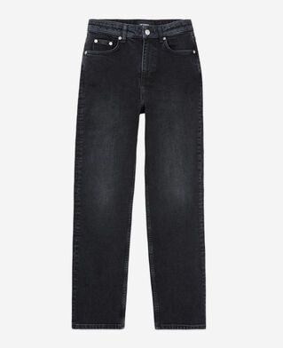 The Kooples FEMME BLACK WASHED jean droit cropped noir