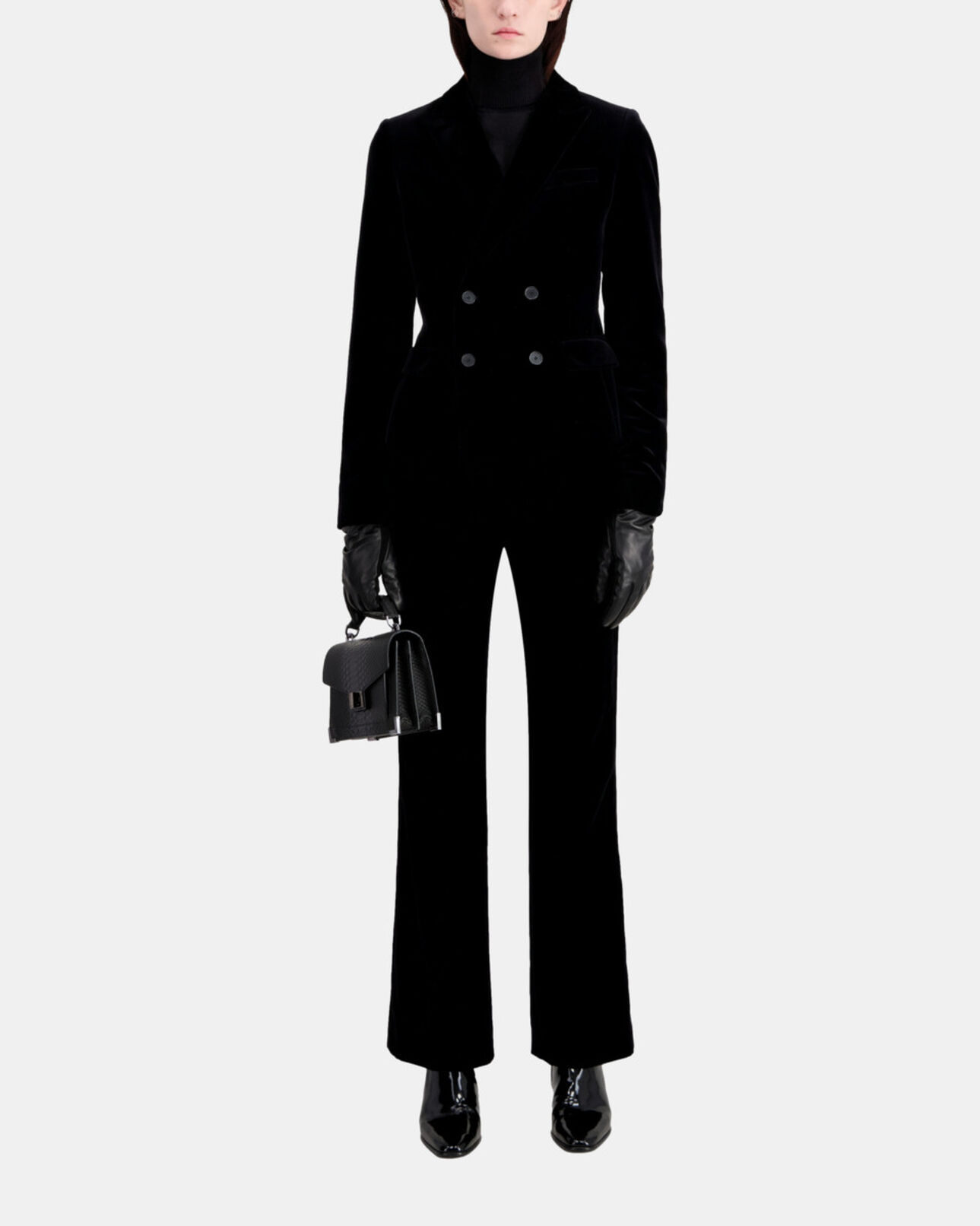 The Kooples FEMME BLACK veste tailleur courte en velours noir