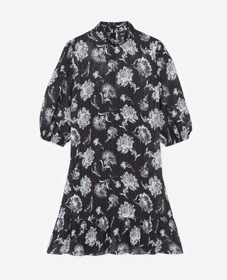 The Kooples WOMEN BLACK short jacquard dress with high neck