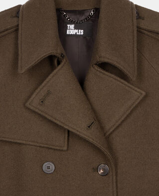 The Kooples F KAKI long wool coat in khaki trench style
