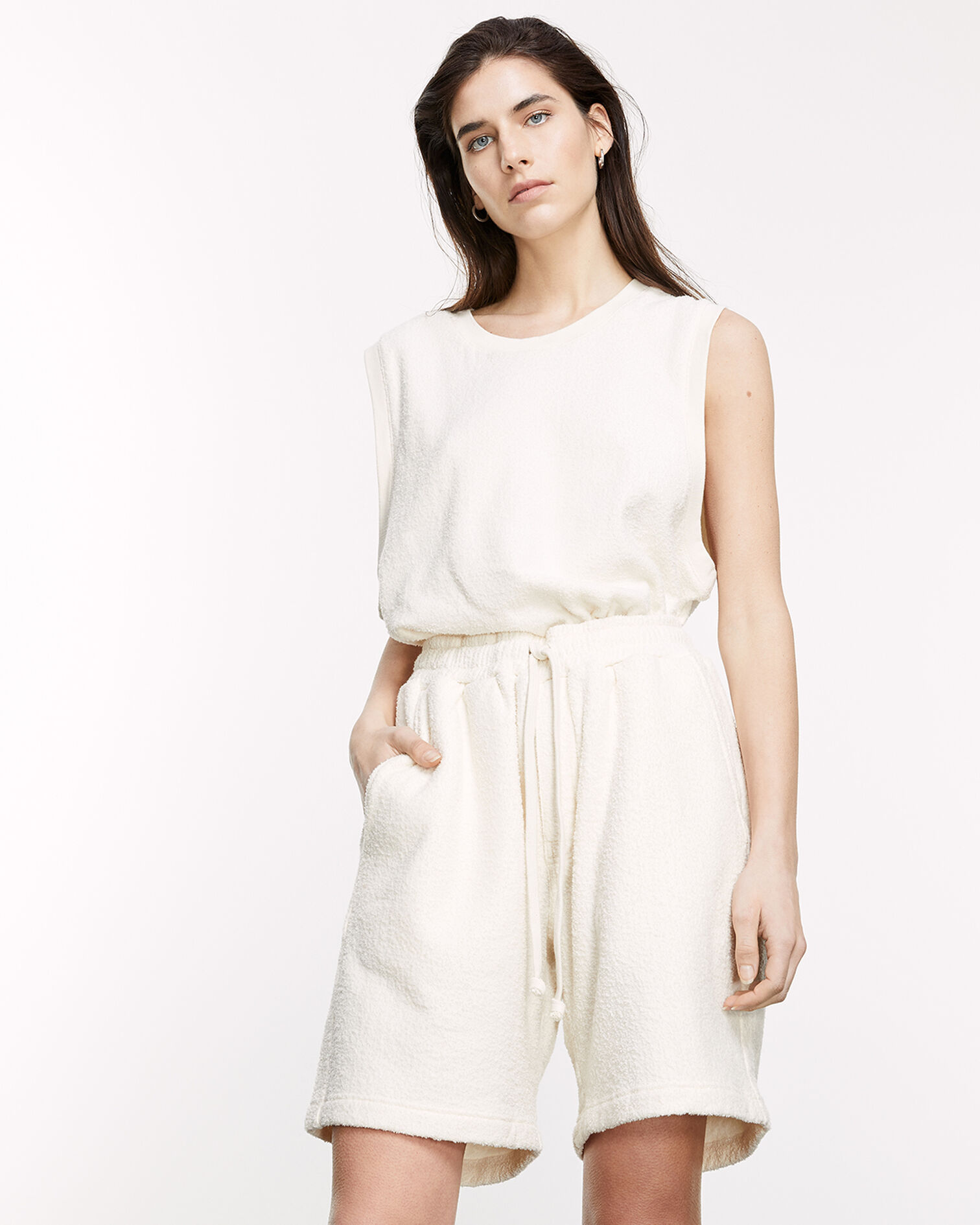 T-shirt écru coton sans manches, OFF WHITE, hi-res image number null