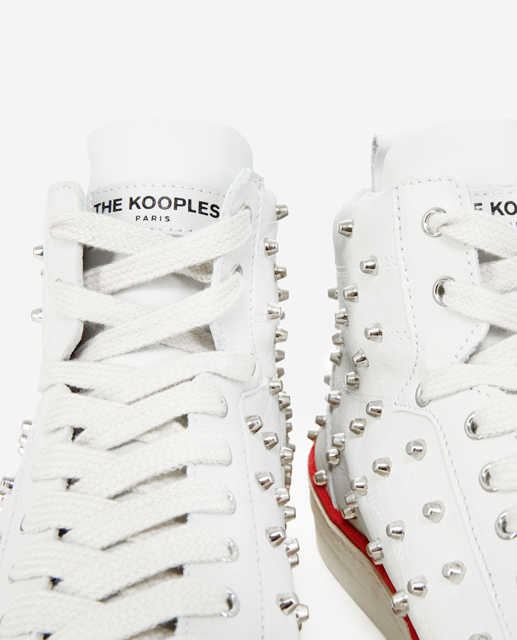 Studded white leather trainers The Kooples