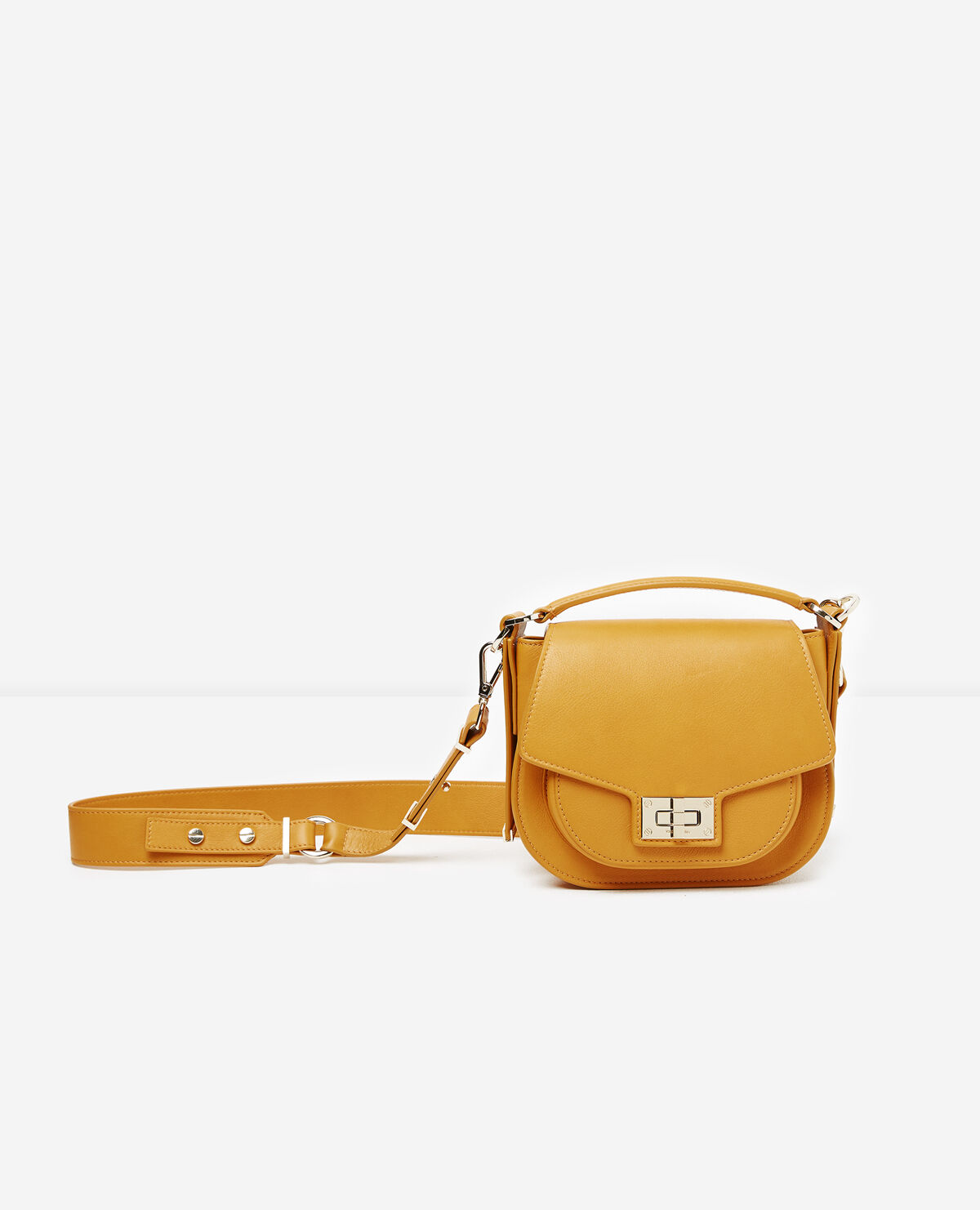 Hobo mini leather bag in mustard The Kooples US