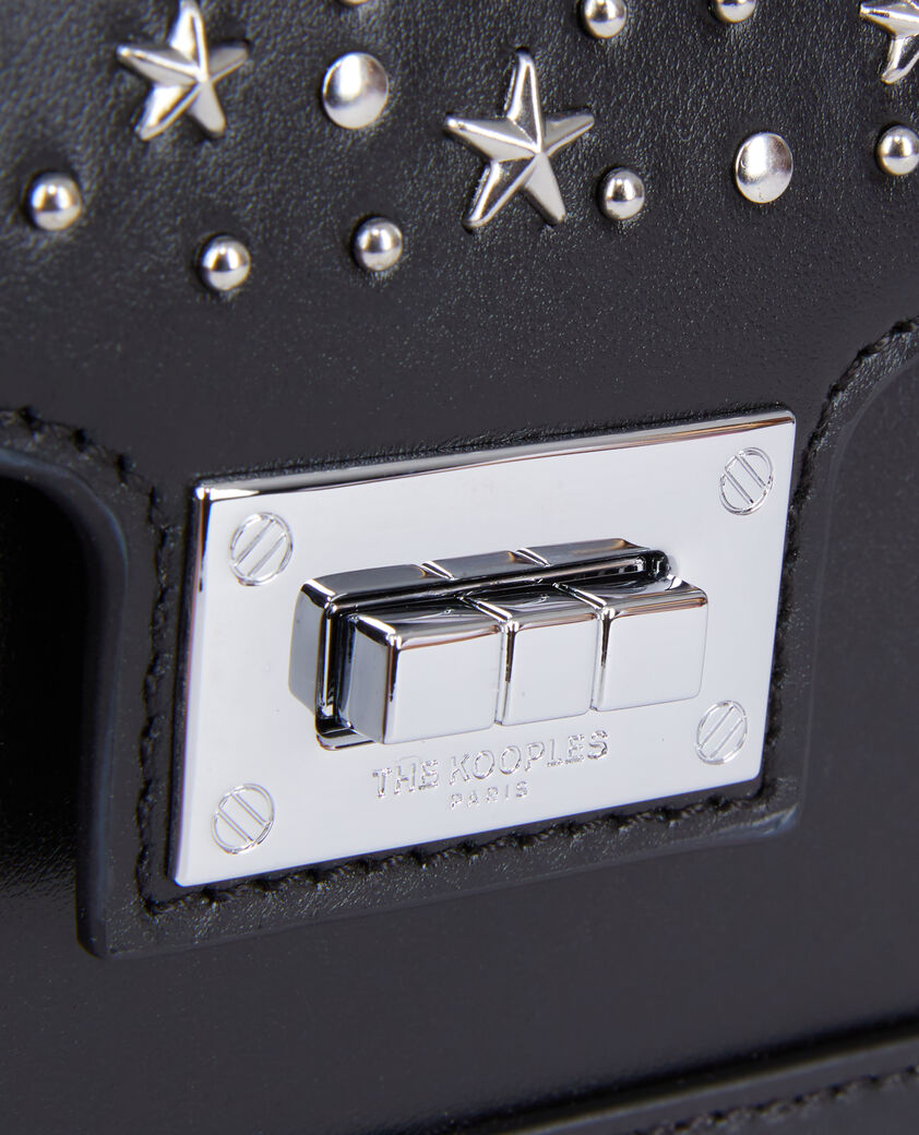 The Kooples WOMEN BLACK emily chain bag in black leather with stars