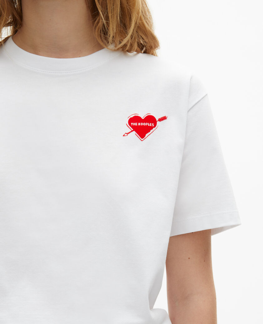 The Kooples DAMEN WHITE t-shirt mit herz-beflockung in wei&szlig;