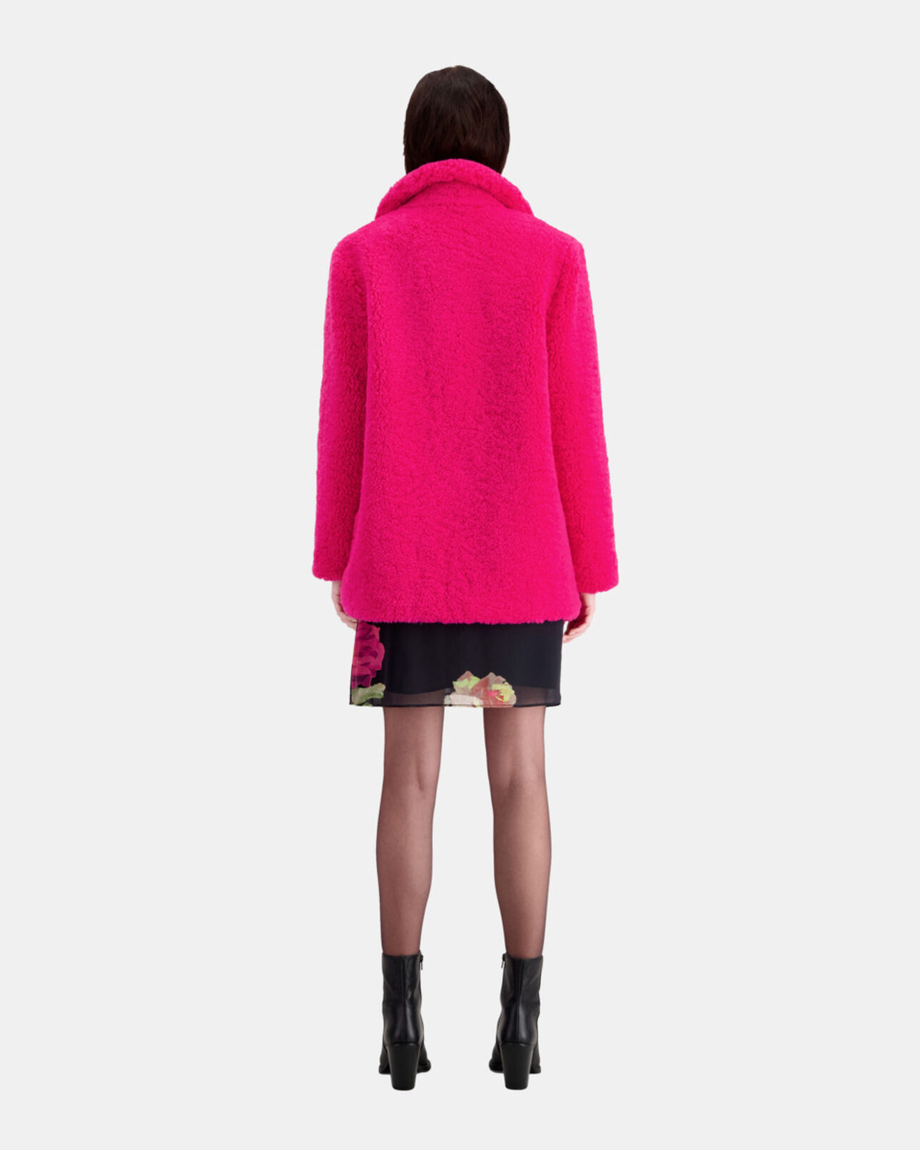 The Kooples FEMME FUSHIA manteau imitation fourrure rose