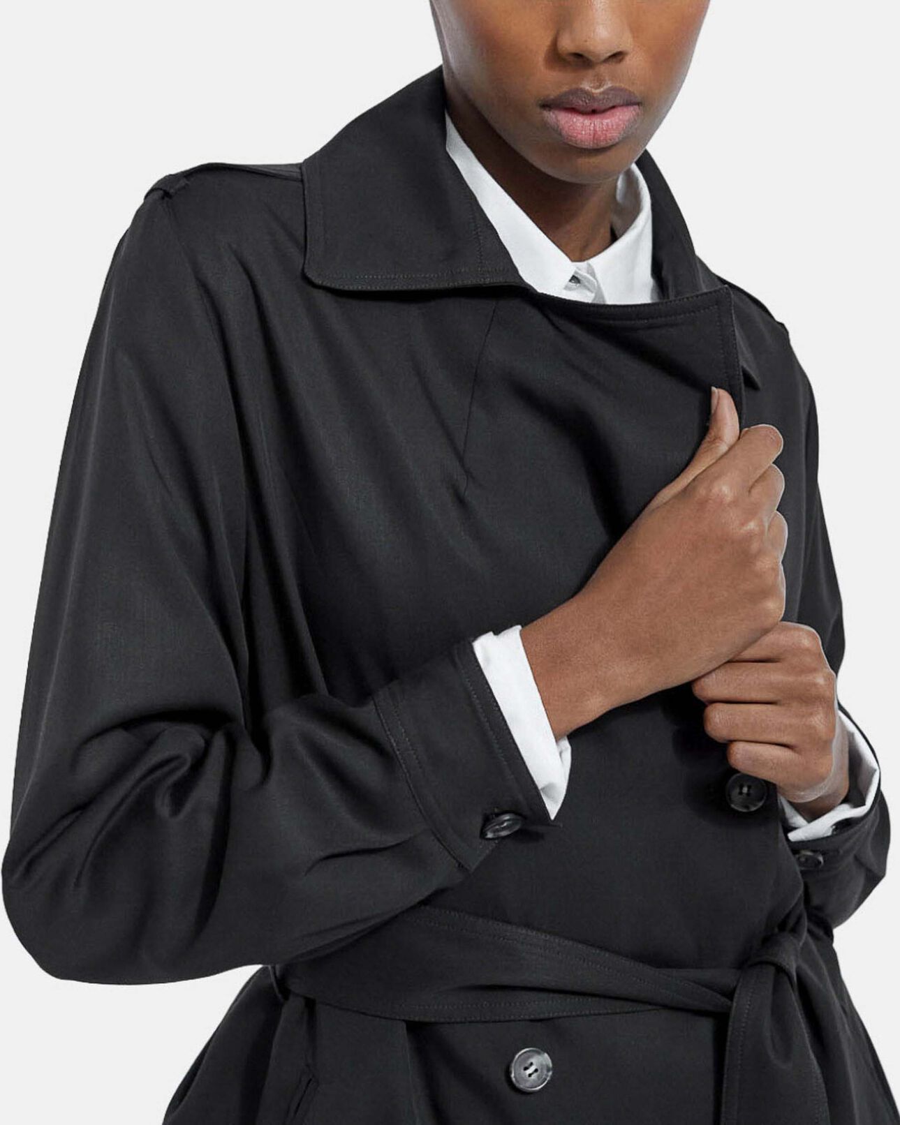 The Kooples FEMME BLACK trench noir tencel élastique dos