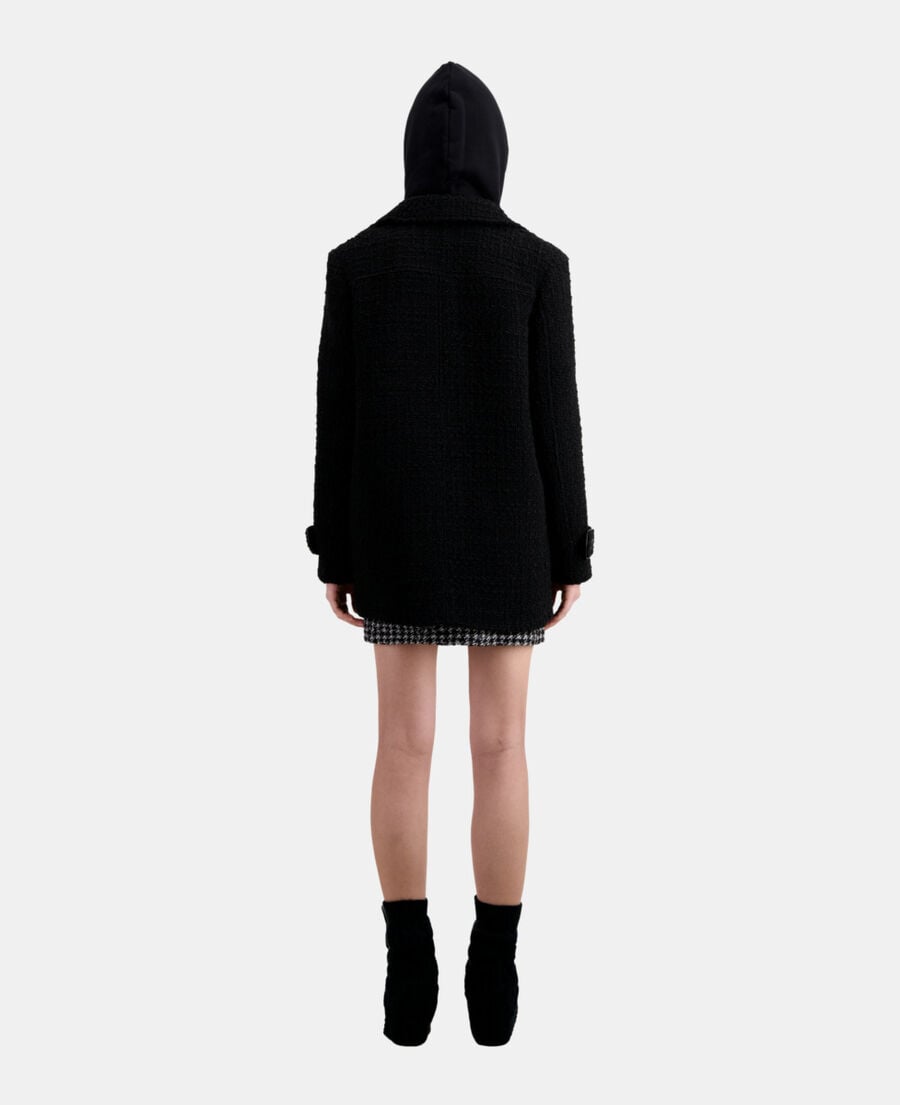 The Kooples WOMEN BLACK short black tweed coat
