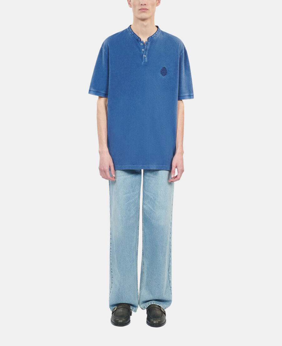 The Kooples H BLUE BRUT blue piqué cotton polo t-shirt
