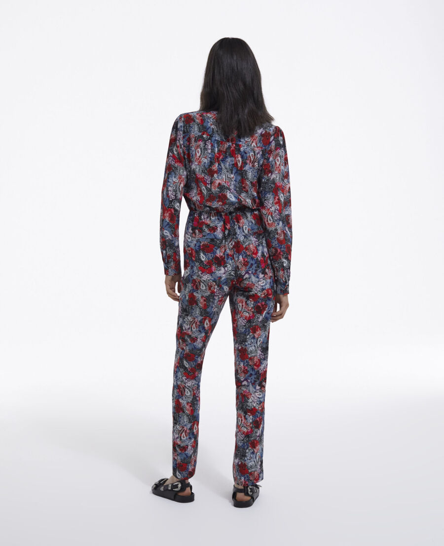 silk jumpsuit with floral print