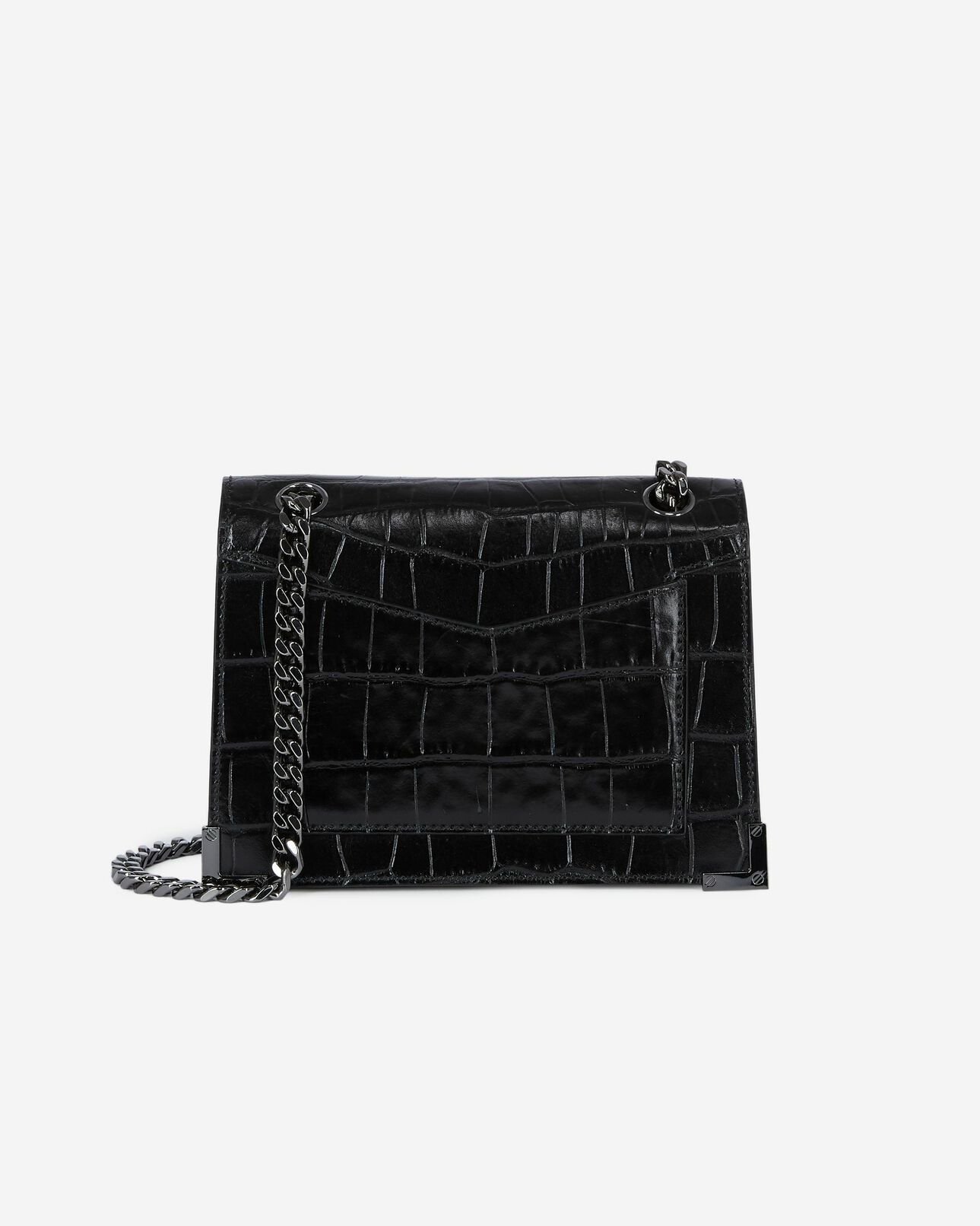 The Kooples DAMEN BLACK emily kleine tasche mit krokodileffekt aus schwarzem leder