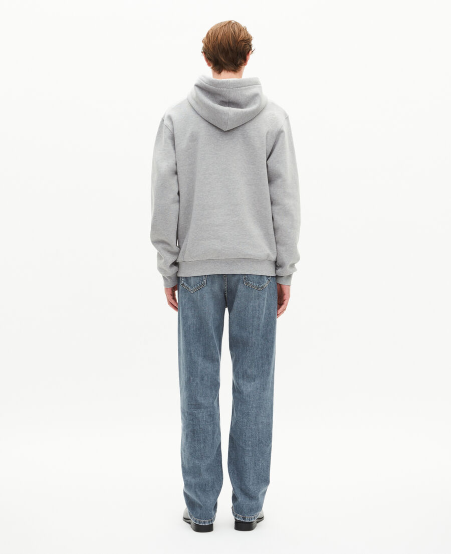 The Kooples MEN GREY MELANGE hooded sweatshirt with grey patch