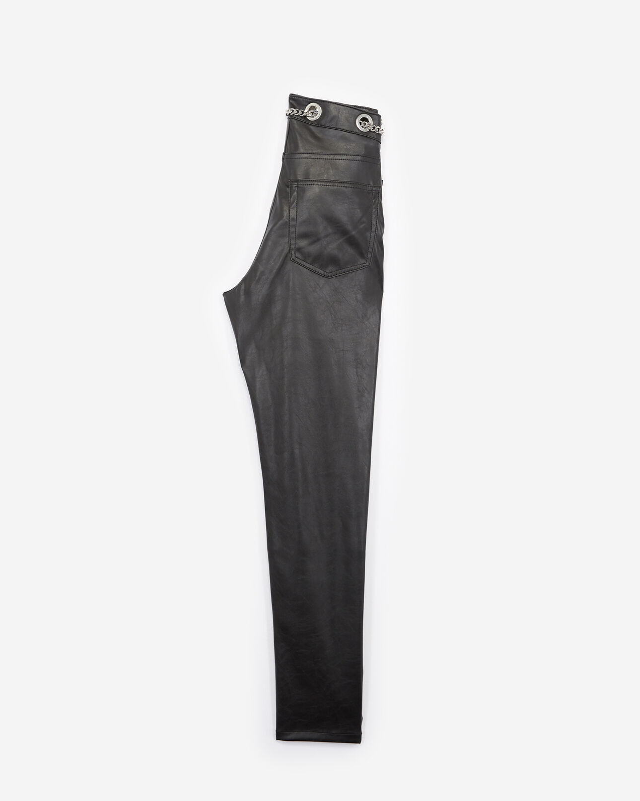 The Kooples WOMEN BLACK leather-effect slim fit black jeans, eyelets