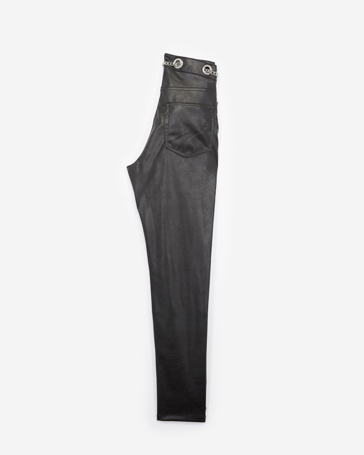 Leather-effect slim fit black jeans, eyelets, BLACK, hi-res image number null