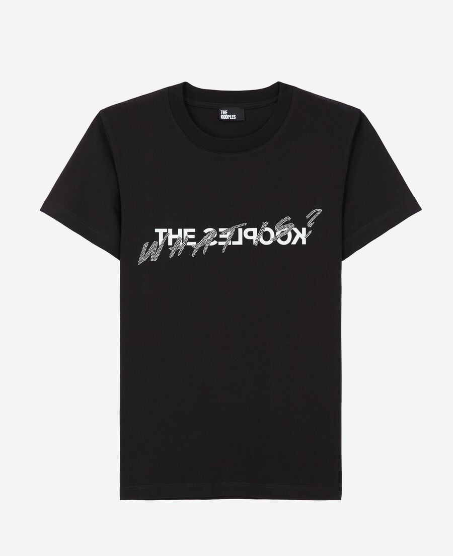 The Kooples DAMEN BLACK was ist t-shirt mit schwarzen strasssteinen
