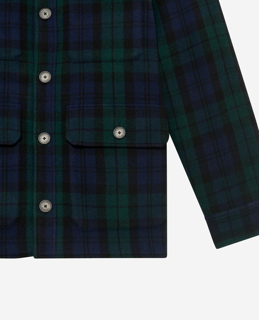 The Kooples HOMME GREEN / BLACK surchemise en tartan vert fonc&eacute;