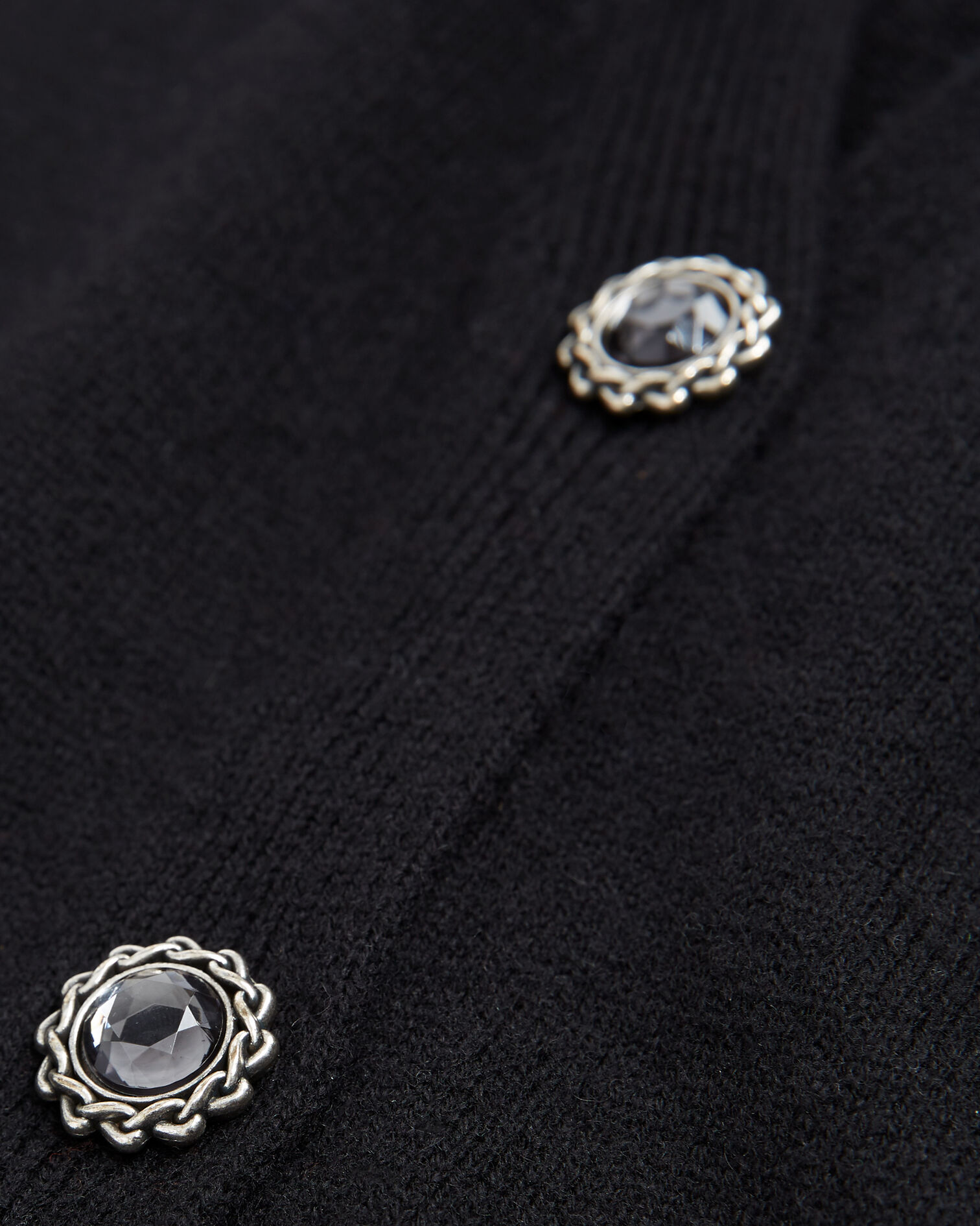 Sleeveless wool cardigan with jewel buttons, BLACK, hi-res image number null