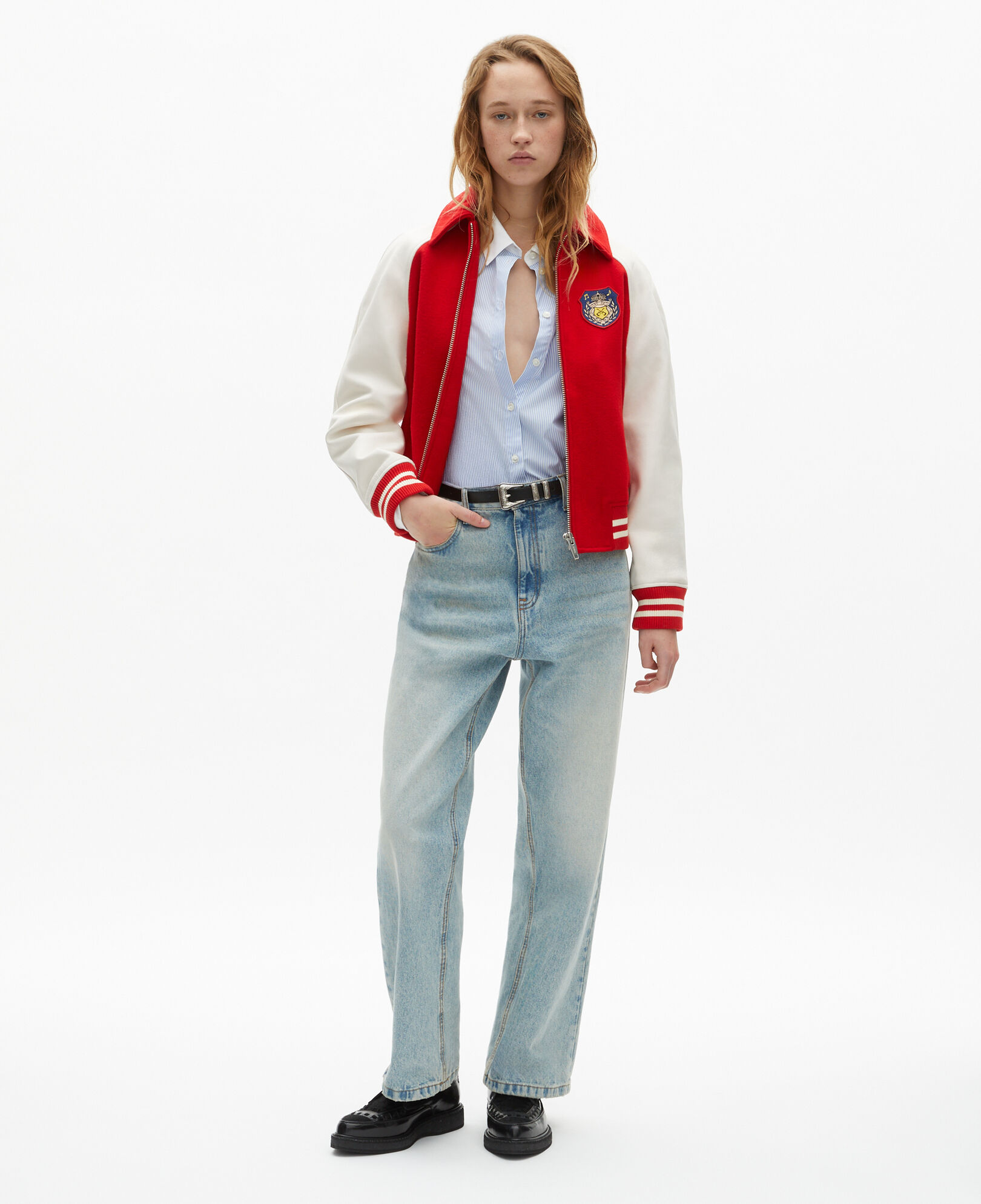The Kooples WOMEN BLUE BLEACHED / NAVY light blue boyfriend jeans