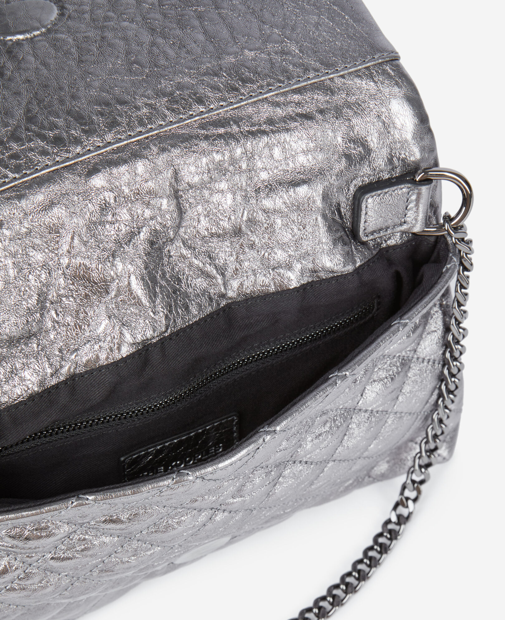 The Kooples DAMEN GUN METAL kleine gunmetal pochette aus leder