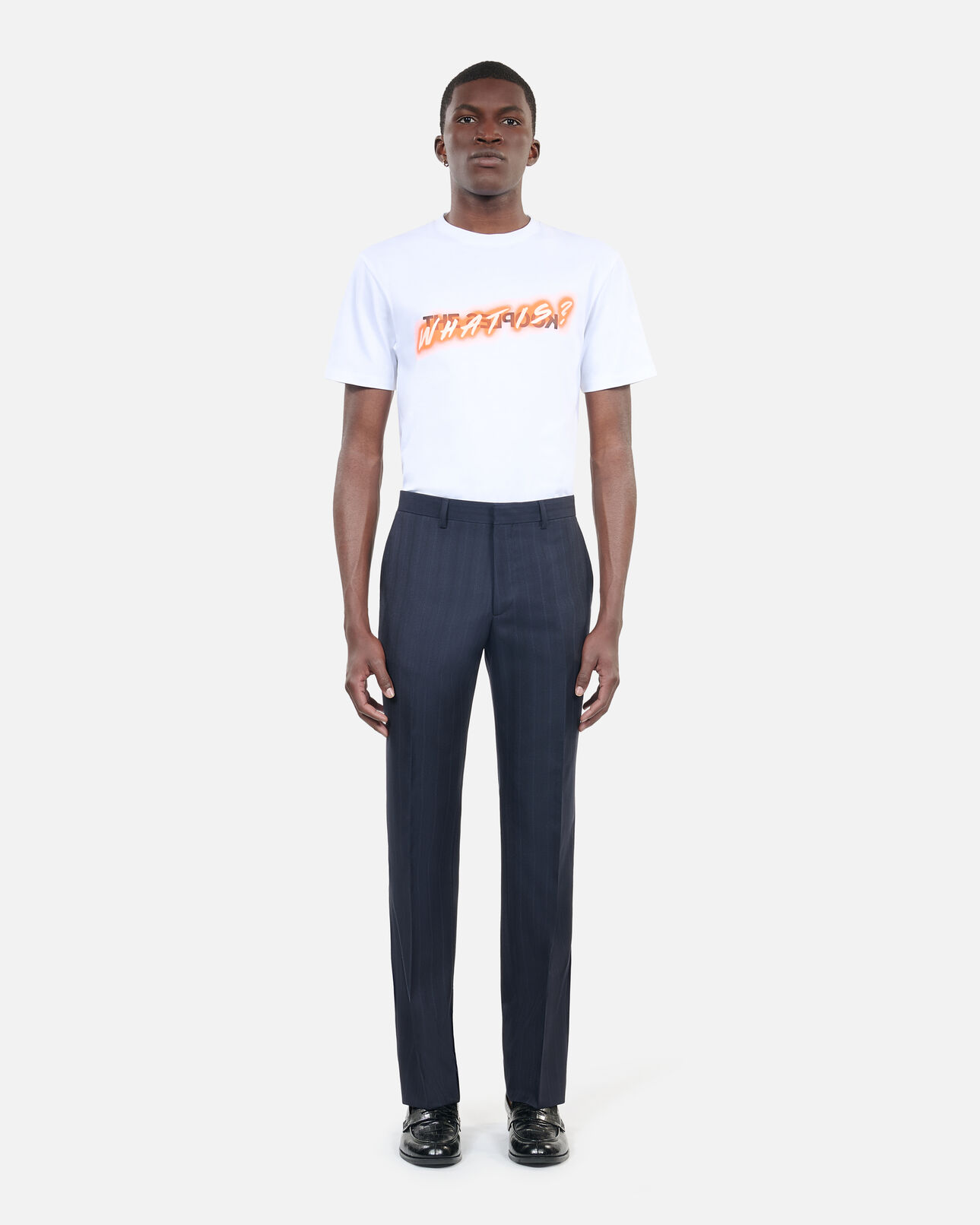 The Kooples HOMME NAVY pantalon de costume à rayures bleu marine
