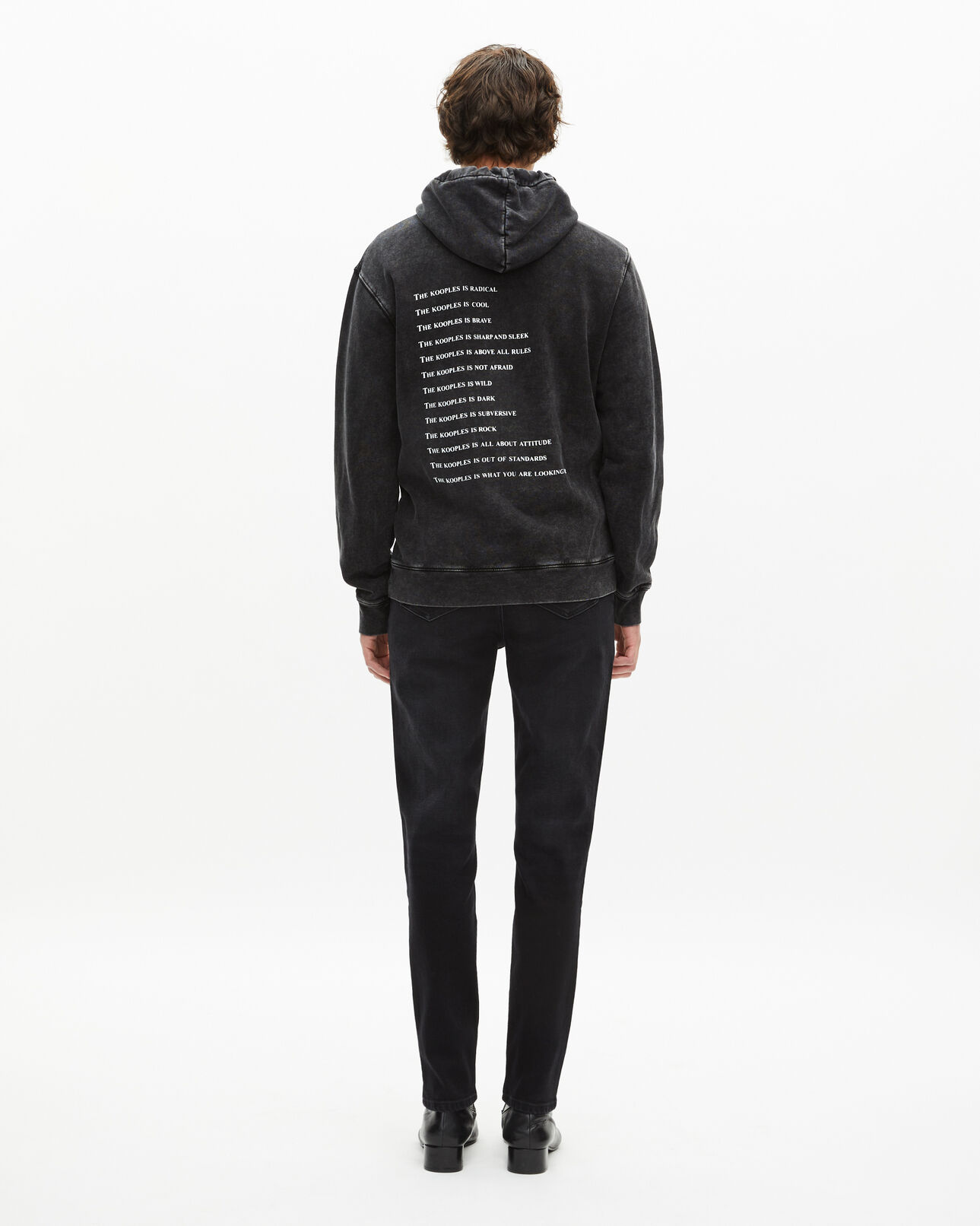 The Kooples HOMME BLACK WASHED sweatshirt à capuche what is noir