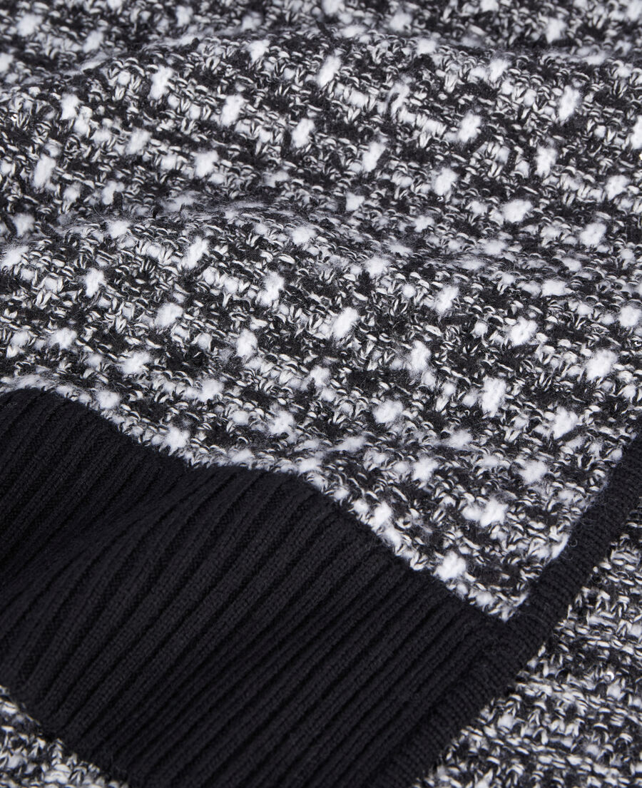 The Kooples FEMME BLACK / WHITE &eacute;charpe &agrave; sequins en tweed noir et blanc