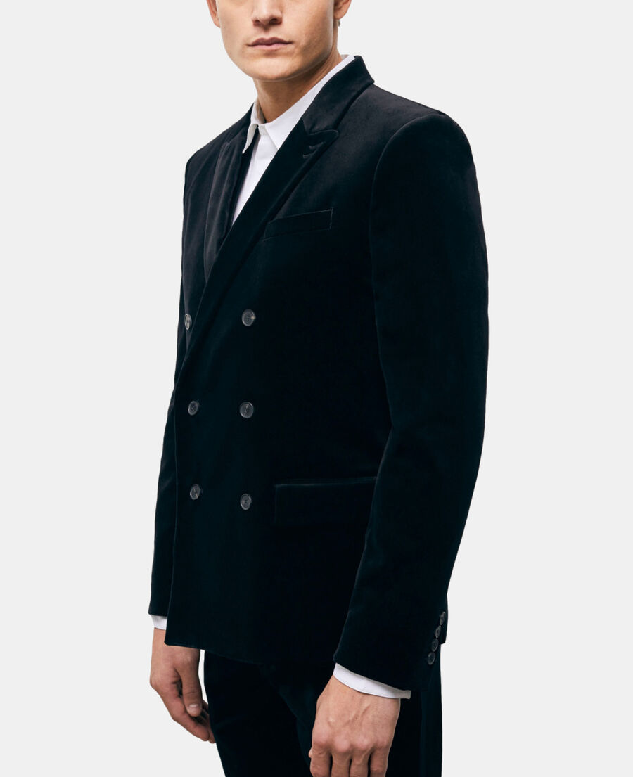veste de costume croisée noire