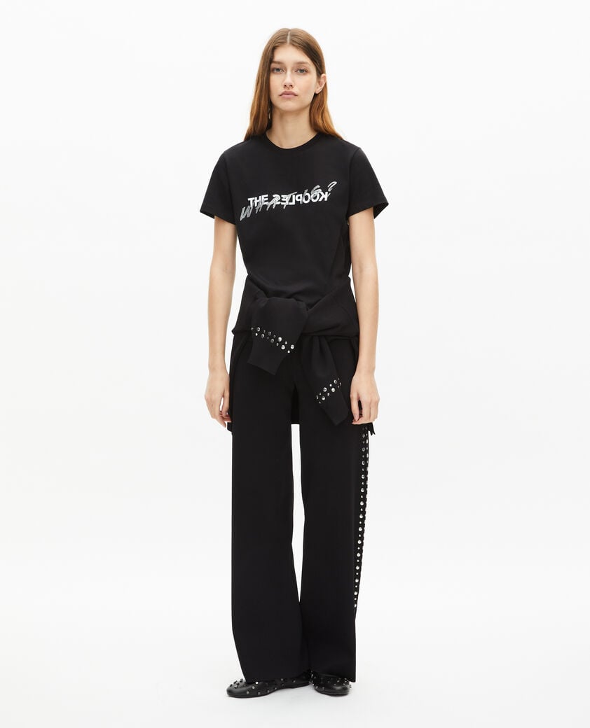 The Kooples WOMEN BLACK what is t-shirt with black rhinestones