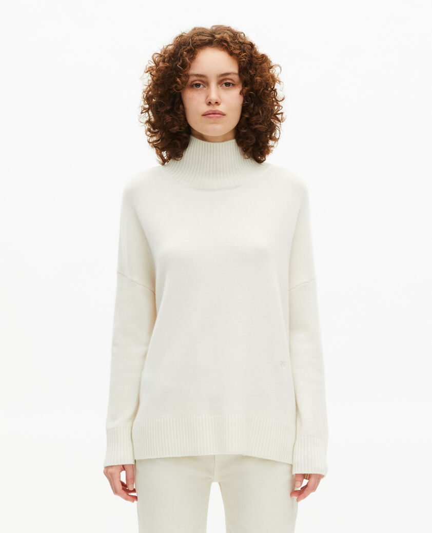 The Kooples DAMEN ECRU pullover mit stehkragen aus ungebleichtem kaschmir