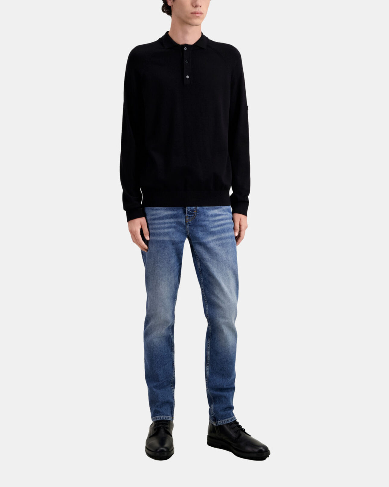 The Kooples HOMME BLACK polo noir en maille