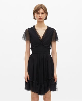 The Kooples WOMEN BLACK short black tulle dress
