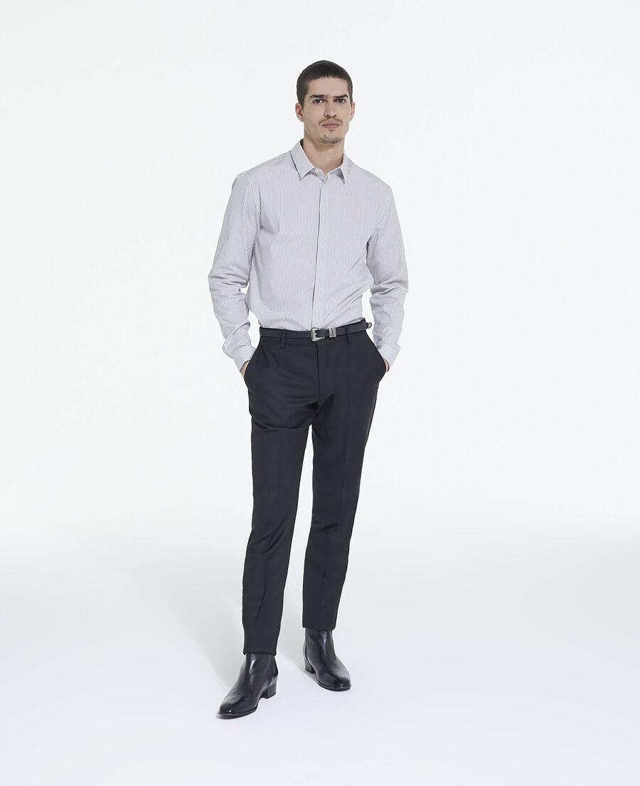 The Kooples HOMME GREY-WHITE chemise col classique à rayures