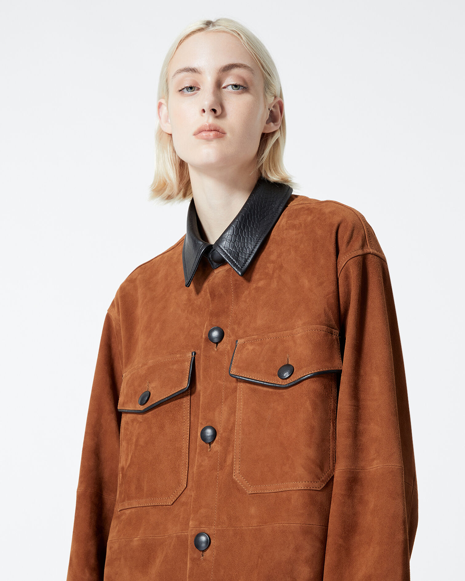 Brown suede shirt, CAMEL, hi-res image number null