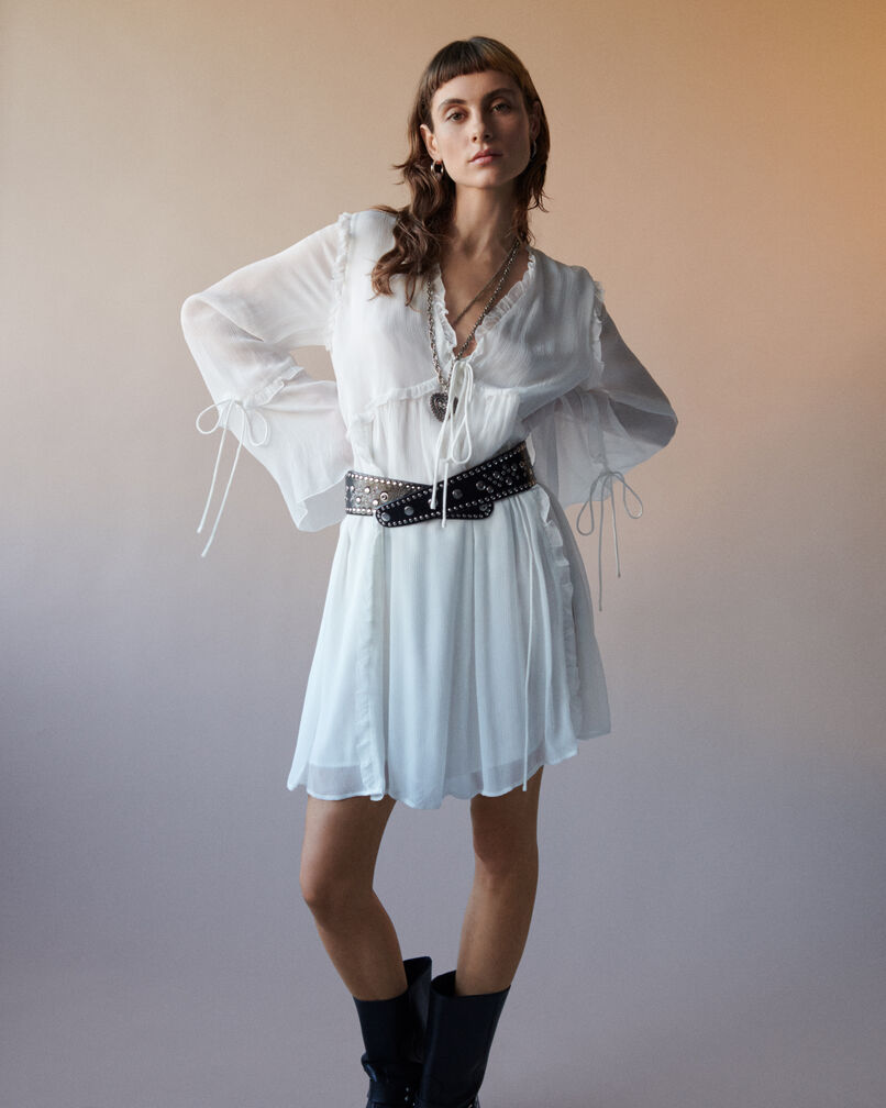 The Kooples FEMME ECRU robe courte avec volants écru