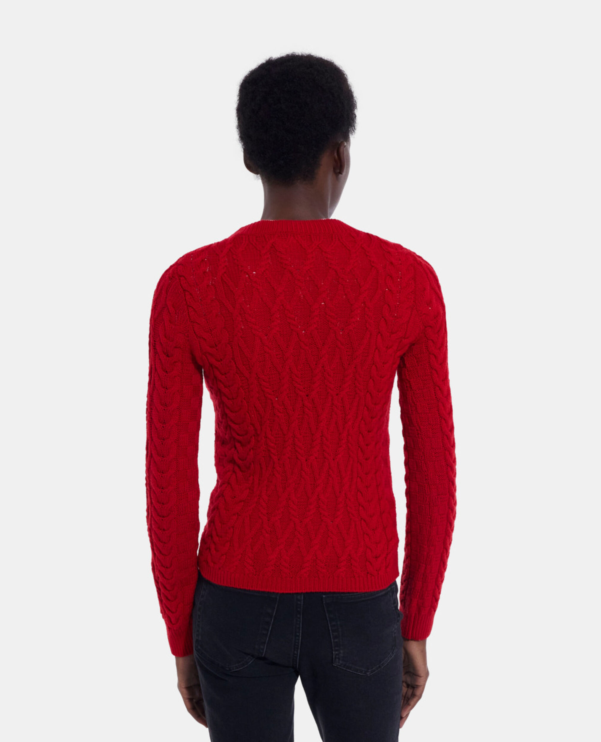Red wool sweater, TANGO RED, hi-res image number null