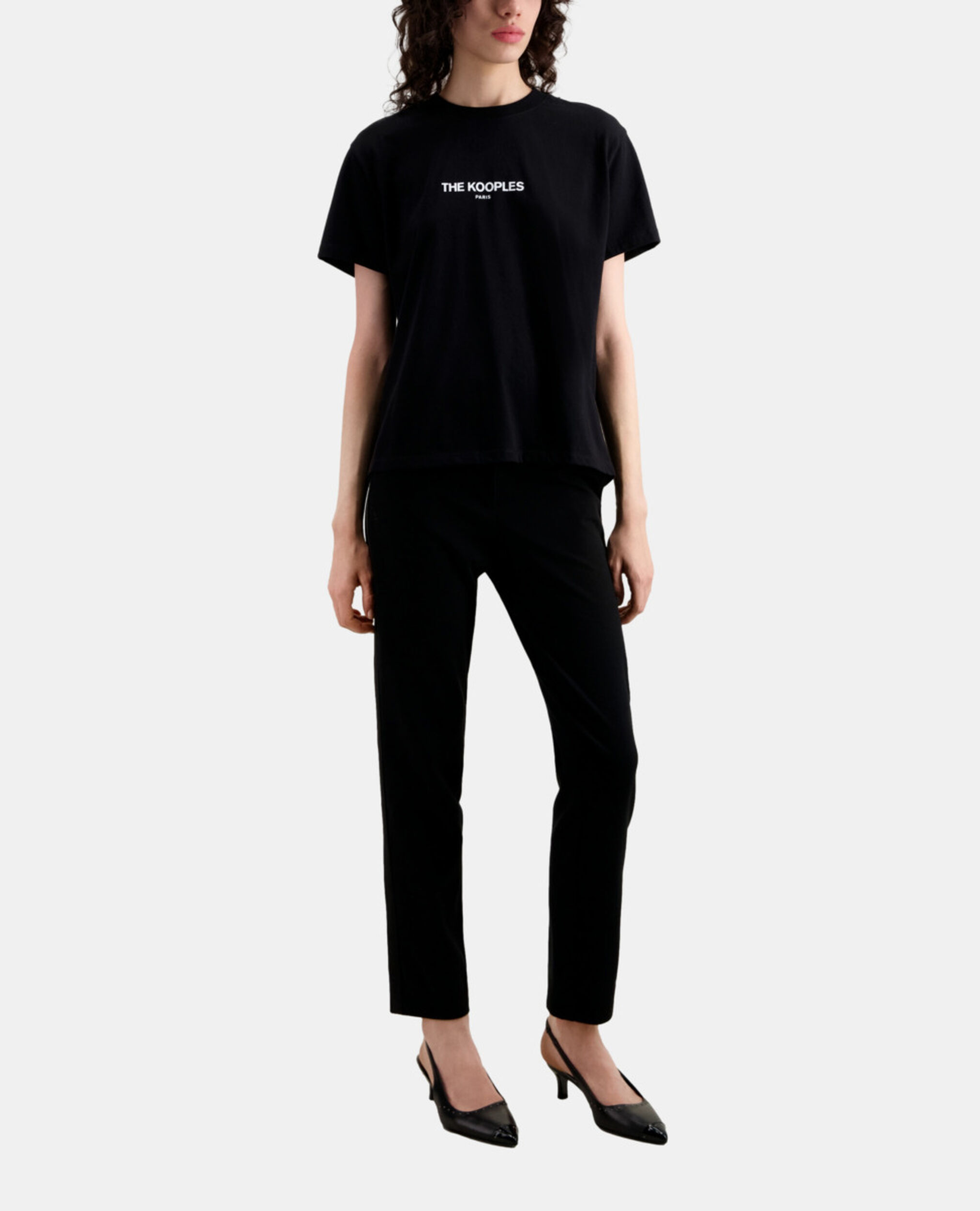 Schwarzes T-Shirt mit Logo für Damen, BLACK, hi-res image number null