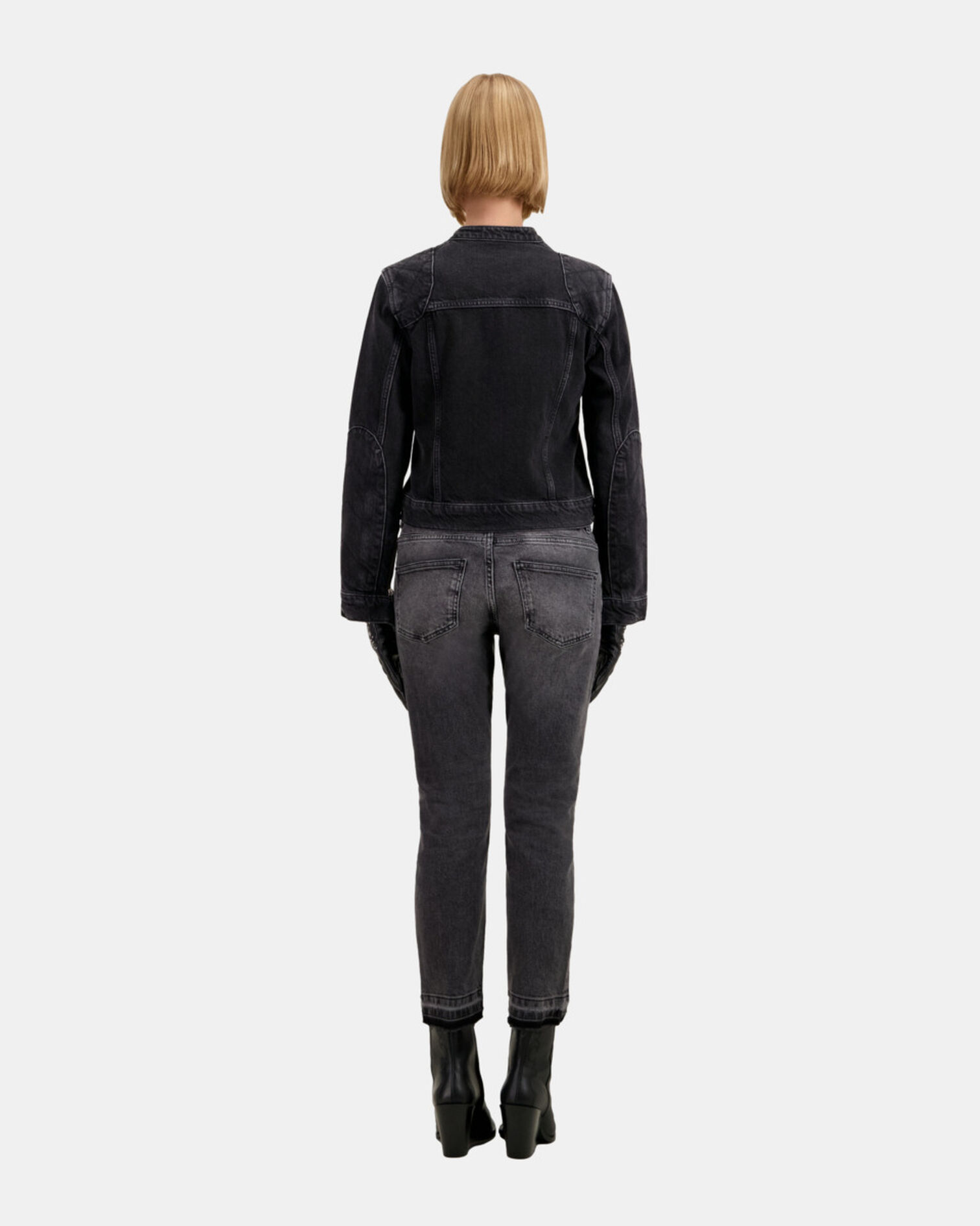 Chaqueta biker negra denim, BLACK WASHED, hi-res image number null