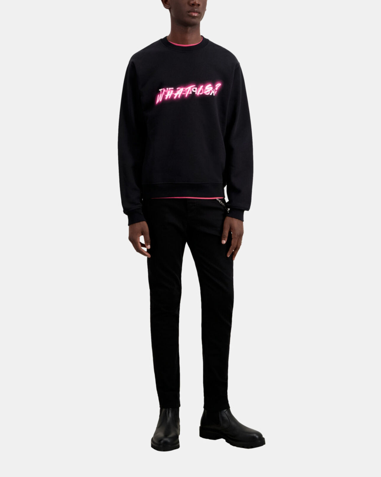 The Kooples HOMME BLACK sweatshirt homme what is néon noir