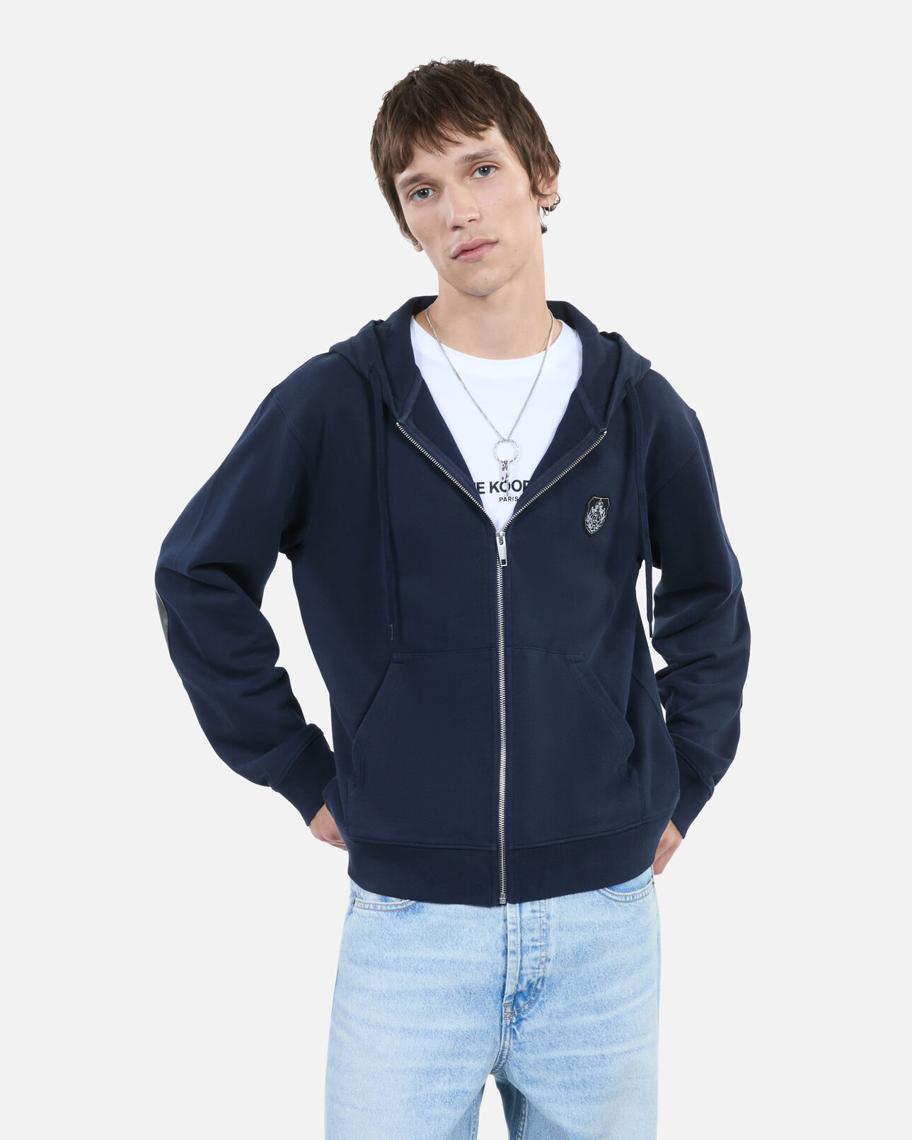 The Kooples MEN DARK BLUE blue blazon hoodie