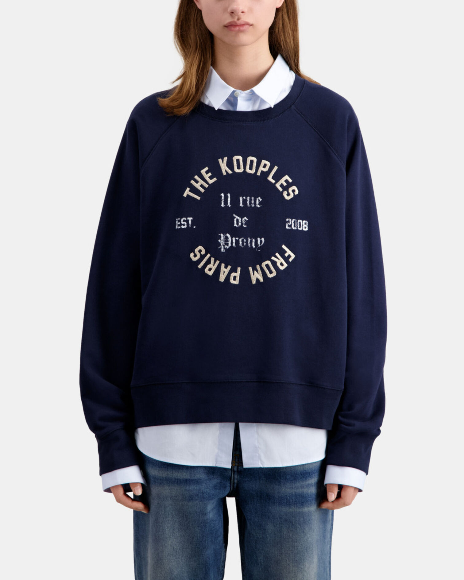 Sweatshirt bleu marine avec sérigraphie 11 Rue de Prony, NAVY, hi-res image number null